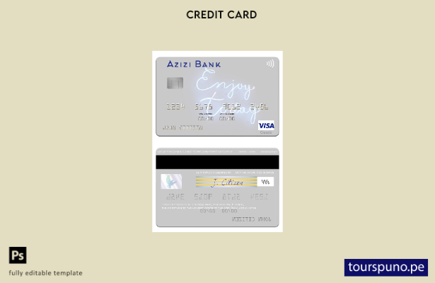 lista para imprimir plantilla de tarjeta de visa del Banco Azizi de Afganistán